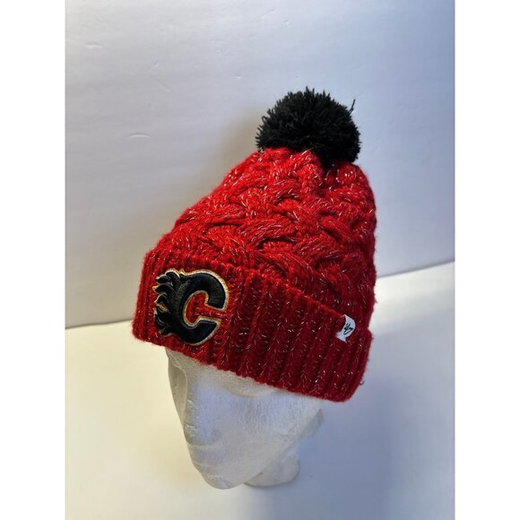 Calgary Flames (47) Winter Beanie with‎ Pom Pom (tuke) - Picture 2 of 8